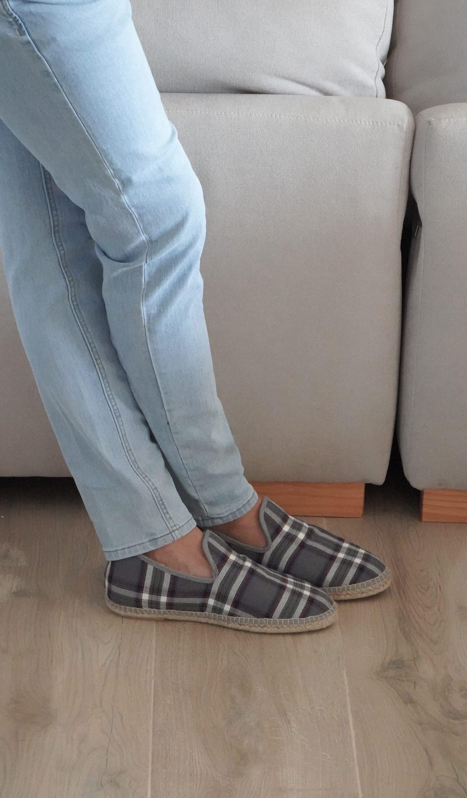 Charentaises en laine faites main - Gris